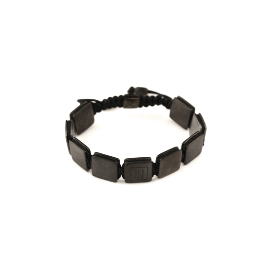 'MATT BLAK' Bracelet with engraving in jet black cord